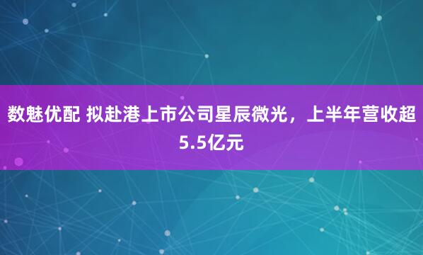 数魅优配 拟赴港上市公司星辰微光，上半年营收超5.5亿元
